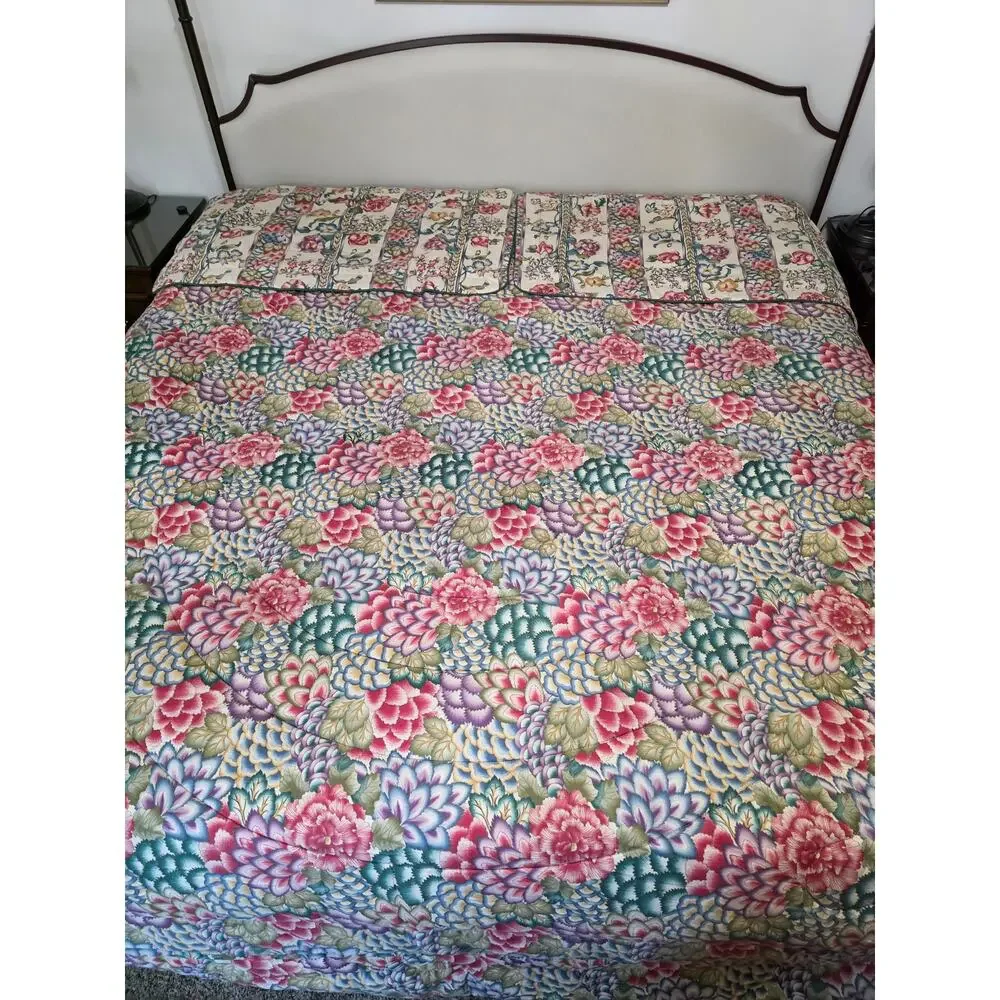 VTG Croscill Floral Chintz Reversible King Comforter & 2 Shams Cottagecore READ
